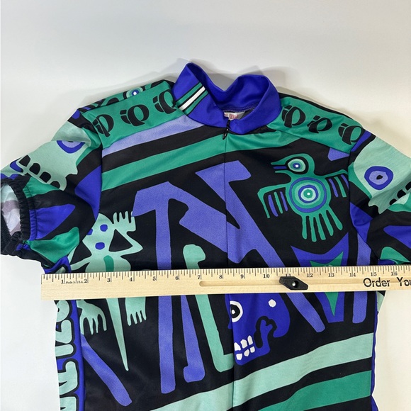 Pearl‎ Izumi Cycling Jersey Shirt XS Purple Teal Black Tribal Native Made in USA - Picture 7 of 7